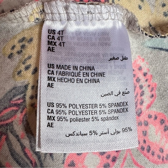 Macy's Tropical Pink & Yellow Vibrant Flutter Sleeve Fit & Flare Summer Dress 4T - Picture 5 of 5